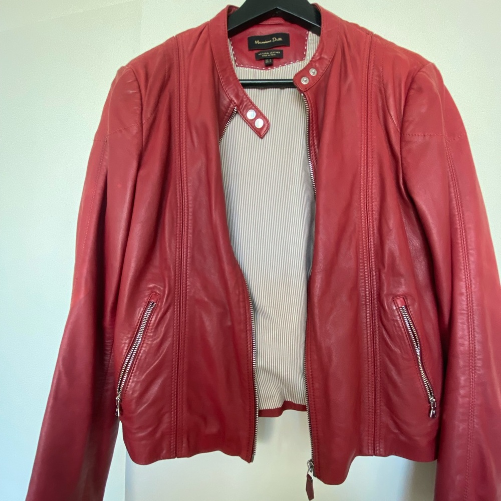 Red leather Massimo Dutti jacket